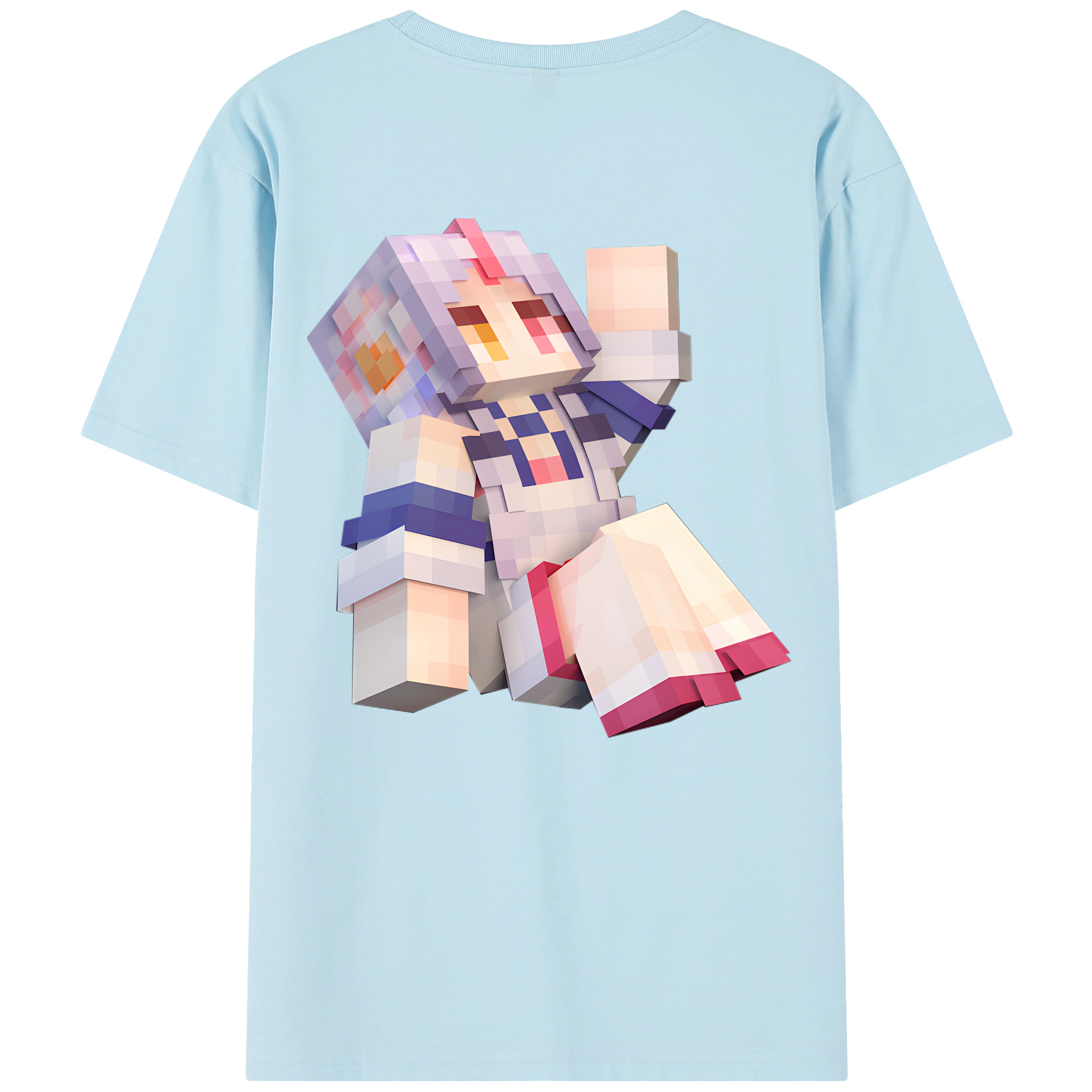 （画像用） マインクラフト ブロックの世界 Minecraft MC Block world 綿100％半袖Tシャツ（背面プリント）